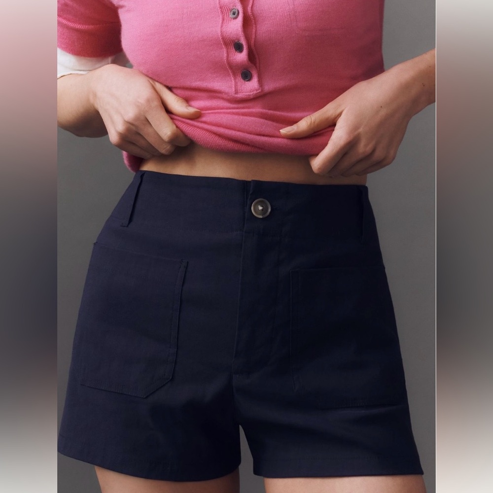 Mauve by Anthropologie Navy High-Waist Utility Shorts